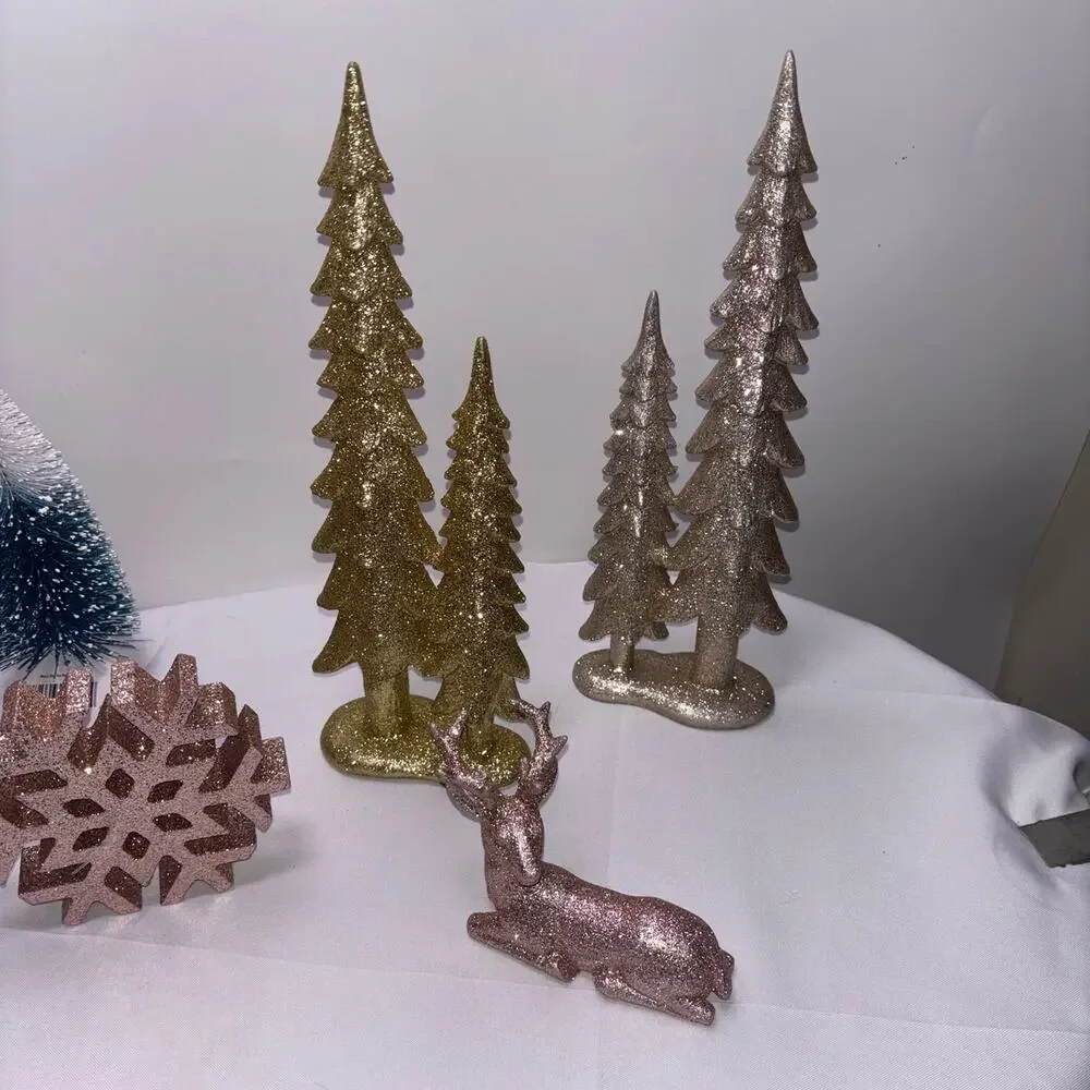 Christmas Glittery Table Top Decorations - 6 Count